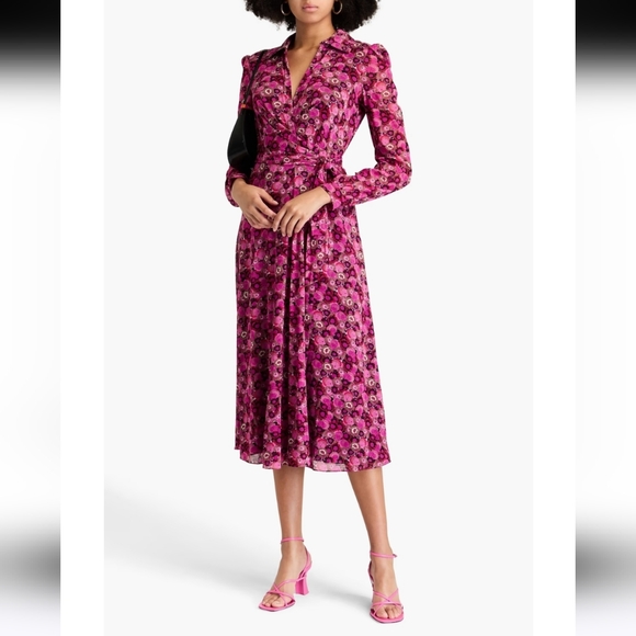 Diane Von Furstenberg Dresses & Skirts - DIANE VON FURSTENBERG Phoenix printed mesh midi wrap dress